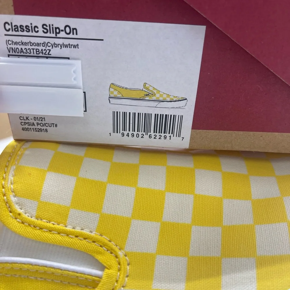Vans Men’s Classic Slip-On
(Checkerboard) Cyber Yellow Sneakers 
VN0A33TB42Z - Picture 16 of 16